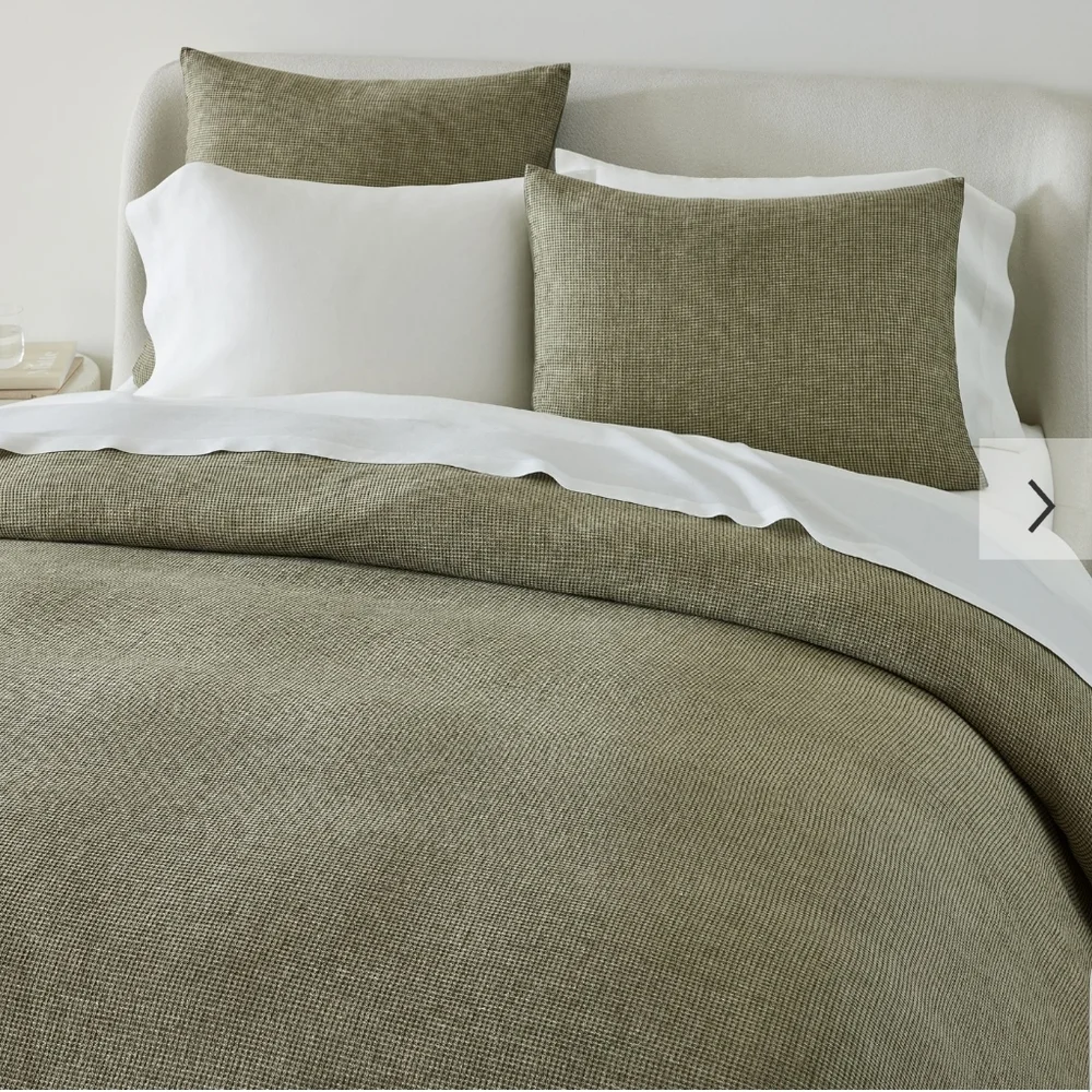 ❤️BUY 2 GET 1 FREE West Elm European Flax Linen Mini Waffle Duvet Cover, King